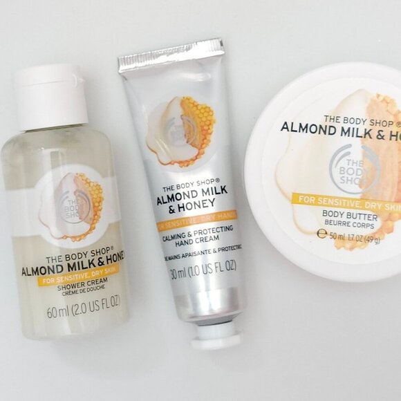 THE BODY SHOP Almond Milk and Honey Gift Set BNIP 5 Piece - Picture 2 of 4